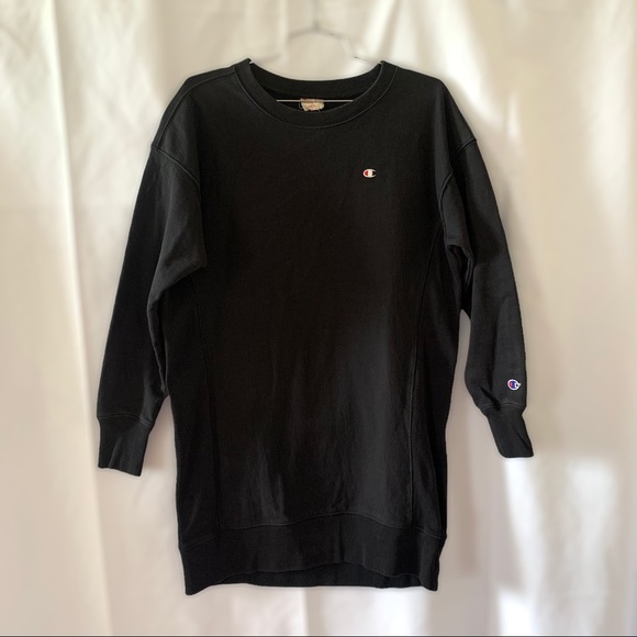 CHAMPION BLACK DRESS SHIRT COTTON CREWNECK OVERSIZED LONG  SLEEVES WOMEN SMALL - Picture 3 of 14